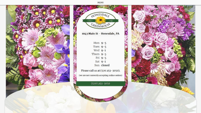 Desktop website design for Honesdale Greenhouse