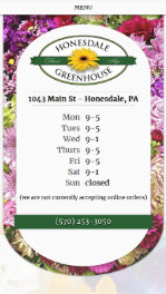 Mobile website design for Honesdale Greenhouse